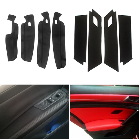 Paneles de cuero de microfibra para puerta de coche, protectores para Reposabrazos de puerta, embellecedor protector para VW Touran 2016 2017 2022, 4 Uds. ► Foto 1/6