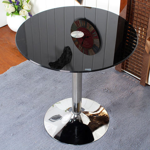 Mesa redonda de vidrio templado para apartamento pequeño, mesa de centro de comedor de vidrio transparente negro y blanco opcional ► Foto 1/4