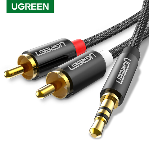 Ugreen-Cable de Audio para cine en casa, estéreo HiFi 2RCA a 3,5mm, AUX, RCA, Jack 3,5 Y, divisor para amplificadores ► Foto 1/6