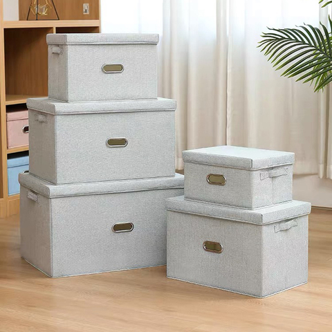 Caja de almacenamiento plegable para ropa, organizador de tela con tapa, ropa interior, calcetines, juguetes, cajas de almacenamiento para el hogar ► Foto 1/6