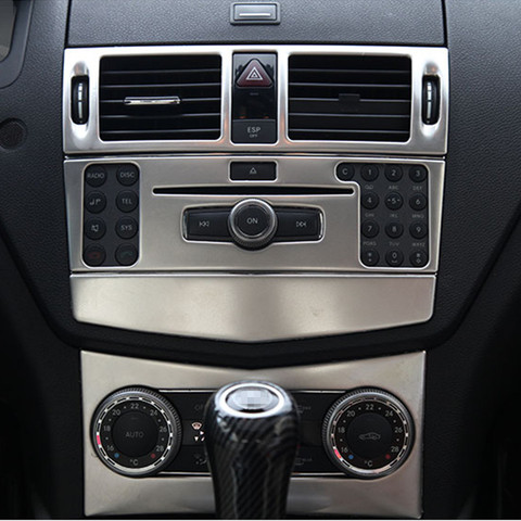Estilo de coche centro de la consola aire acondicionado cubierta de Panel de CD recorte para Mercedes-Benz Clase C W204 C200 C260 C300 C180 2007-2010 ► Foto 1/6