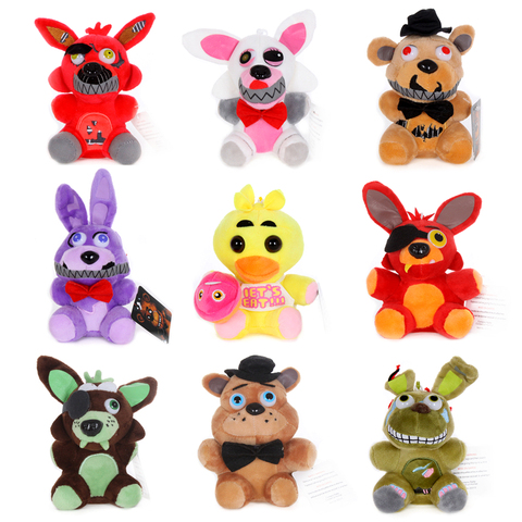 Five Night At Peluche de Freddy Toys FNAF Freddy dorado Bonnie Foxy Chica, llavero de peluche de 15-25cm, muñecos colgantes para niños, regalos de navidad ► Foto 1/6