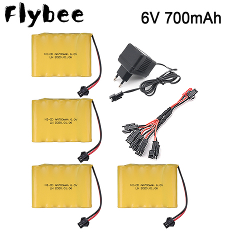 6 v 700 mah AA NI-CD batería con cargador de alta capacidad batería juguete eléctrico remoto nave robot batería recargable 6 v 700 mah ► Foto 1/6