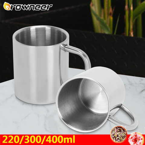 Taza de café aislada antiescaldante de doble pared, portátil, de acero inoxidable, pulidora, para beber cerveza, té y zumo, 220/300/400ml ► Foto 1/6