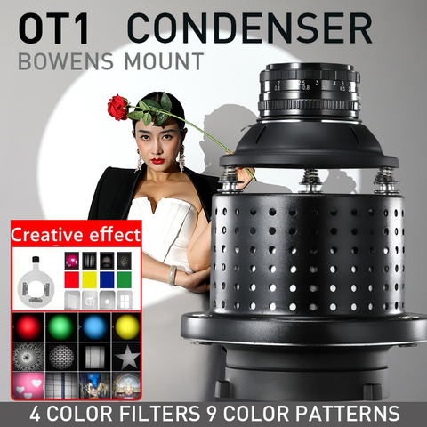 OT1 Bowens montura Focalize cónico Snoots foto condensador óptico arte efectos especiales en forma de haz de luz cilindro W/lente Color Gel ► Foto 1/6