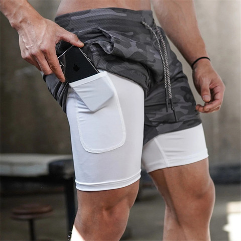 2022 Summer 2 en 1 Shorts Hombres GYMS Fitness Running Shorts Pantalones cortos de secado rápido Pantalones cortos para culturismo Pantalones cortos ► Foto 1/6