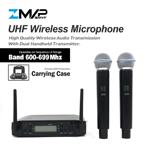 ZMVP profesional GLXD4 UHF Karaoke voz en vivo sistema de micrófono inalámbrico con BETA58 transmisor de mano Dual Mic 600-699 Mhz ► Foto 1/6