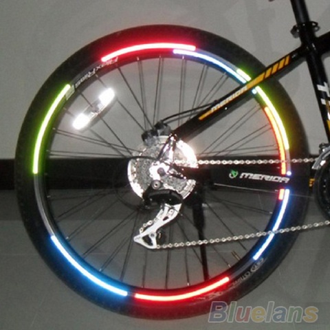 Pegatinas reflectoras para bicicleta, pegatinas reflectoras para rueda, cinta de seguridad, pegatinas para rueda de bicicleta para niños, 8 pegatinas ► Foto 1/6