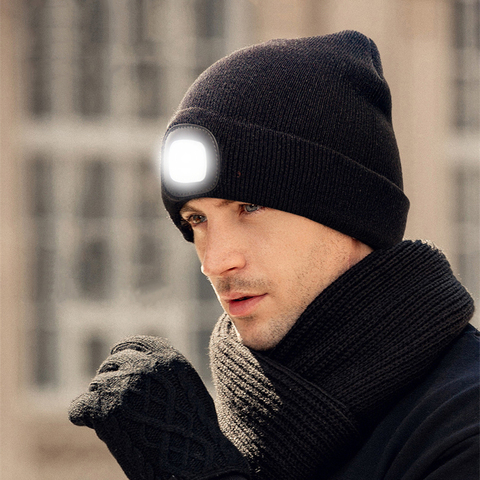 Gorro con luz LED para hombre y mujer, gorro de invierno tejido, cálido, para caza, Camping, correr, regalos, para pesca al aire libre ► Foto 1/1