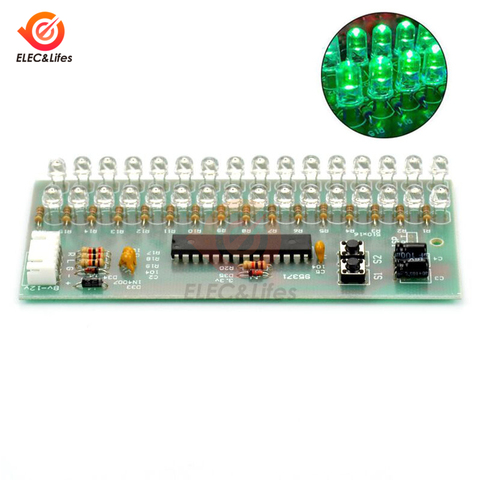 PANTALLA AJUSTABLE LED de doble canal para Analizador de sonido, 16 LED, modo de Medidor de VU, MCU, Kit DIY electrónico ► Foto 1/6