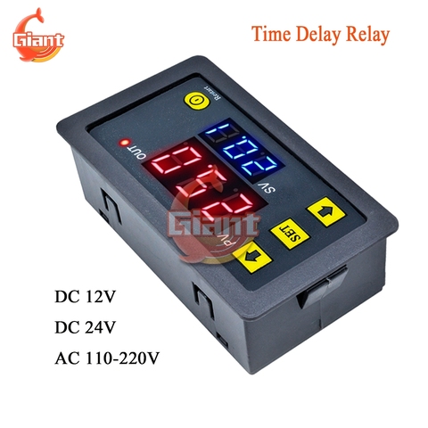 DC 12V AC 110V 220V Digital relé de retardo de tiempo ciclo interruptor de Control del temporizador ajustable momento relé de doble LED pantalla para el Motor del ventilador ► Foto 1/6