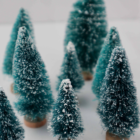 Mini árbol de Navidad de seda de Sisal, adornos de cedro, árbol de Navidad verde para el hogar, cumpleaños, boda, bricolaje, decoración de mesa de fiesta, 5 uds. ► Foto 1/4