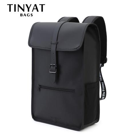 TINYAT-mochila de cuero para ordenador portátil para hombre, morral de viaje impermeable de 14 pulgadas para la escuela, senderismo y aletas ► Foto 1/6