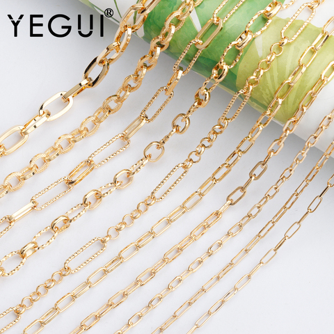 YEGUI-Accesorios de joyería, cadena de bricolaje, chapado en oro de 18k, 0,3 micras, collar de pulsera artesanal, dijes, fabricación de joyas, hecha a mano, 1 m/lote, C86 ► Foto 1/6