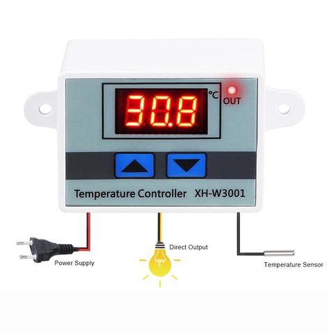 Controlador de temperatura Digital LED para incubadora, 10A, 12V, 24V, 110V, 220V, XH-W3001, interruptor de calefacción de refrigeración, termostato, Sensor NTC ► Foto 1/6