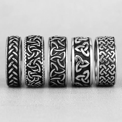 Anillos de acero inoxidable con símbolos vikingos para hombre y mujer, joyería para un novio, nudo celta, joyas para un novio, venta al por mayor ► Foto 1/6