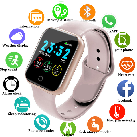 Electrónica digital relojes para hombres y mujeres de la presión arterial de perseguidor impermeable deporte reloj inteligente para Android IOS ► Foto 1/6