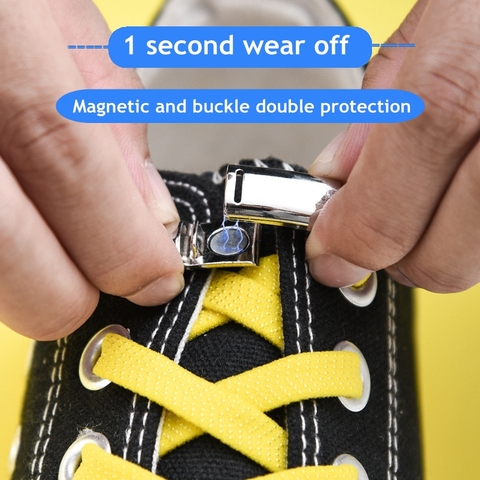 1 par de cordones magnéticos elásticos rápidos sin cordones para zapatos para niños adultos Unisex con cierre de cordones para zapatos ► Foto 1/6