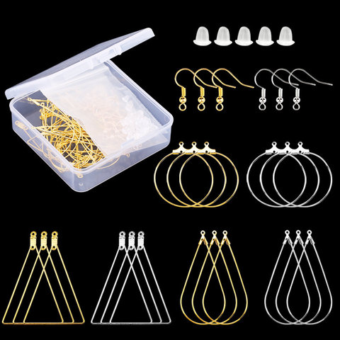 Kit de pendientes de aros de cobre, Color dorado y plateado, ganchos de los pendientes, aros de alambre para orejas, hilos para pendientes, suministros para joyería DIY ► Foto 1/6