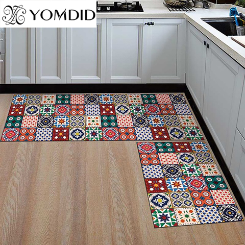 Alfombra antideslizante para cocina, moderna, para sala de estar, balcón, baño, pasillo, geométrica ► Foto 1/6