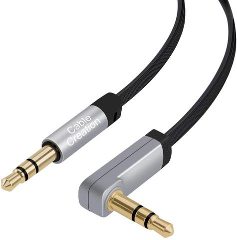 Cable auxiliar de Audio estéreo de 3,5mm, Cable auxiliar de ángulo recto de 90 grados Compatible con coche, estéreo doméstico, auriculares, etc. ► Foto 1/6