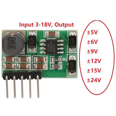 +- 5V 6V 9V 12V 15V 24V fuente de alimentación de salida Dual positiva y negativa DC Step-up impulsar el módulo convertidor ► Foto 1/1