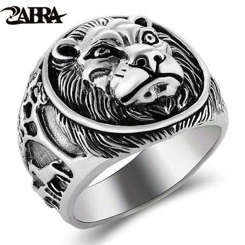 ZABRA sólido Real 100% anillo de plata 925, anillo de hombre Anillo del león Vintage Steampunk Retro chaqueta para hombre joyería de plata esterlina Anel Masculino ► Foto 1/6