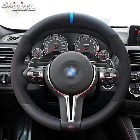 Negro cuero genuino de gamuza negro cubierta de volante para BMW M F30 F31 F34 F10 F11 F07 X3 F36 X1 F48 X2 F39 F25 F32 F33 ► Foto 1/5