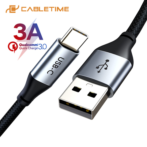 CABLETIME-Cable USB tipo C de carga rápida, Cable de datos de nailon para Samsung, Huawei P10, P20 Pro, C021, 5Gbps, tipo C ► Foto 1/6