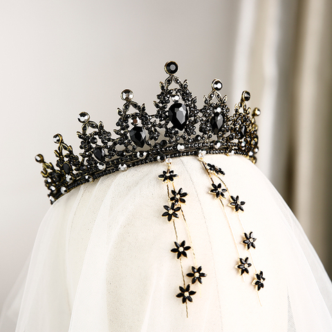 Corona de novia de moda, tiara para adultos de Estilo negro, boda, regalo de cumpleaños de princesa, Año Nuevo ► Foto 1/5