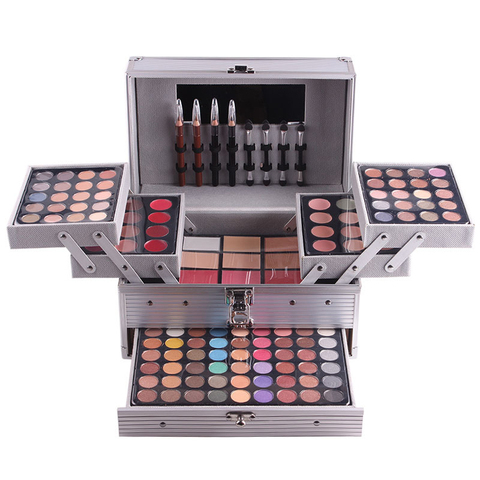 Conjunto de maquillaje profesional multifunción, caja de cosméticos multifunción para sombra de ojos, pinceles de maquillaje, brillo de labios, Kits de cosméticos ► Foto 1/6