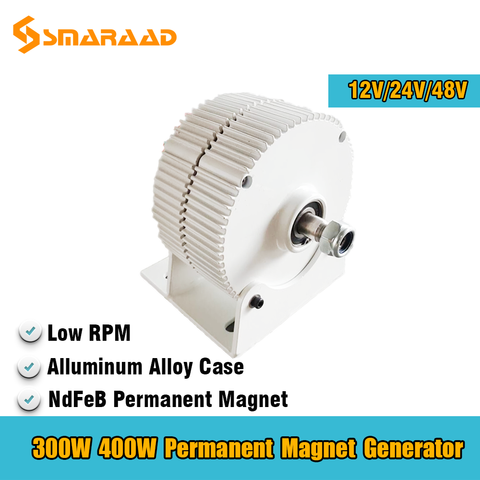 Generador de imanes permanentes de baja velocidad, 300W, 400W, 12V, 24V, 48V, 3 fases, sin engranajes, alternadores de CA, uso para turbina de viento, turbina de agua ► Foto 1/6