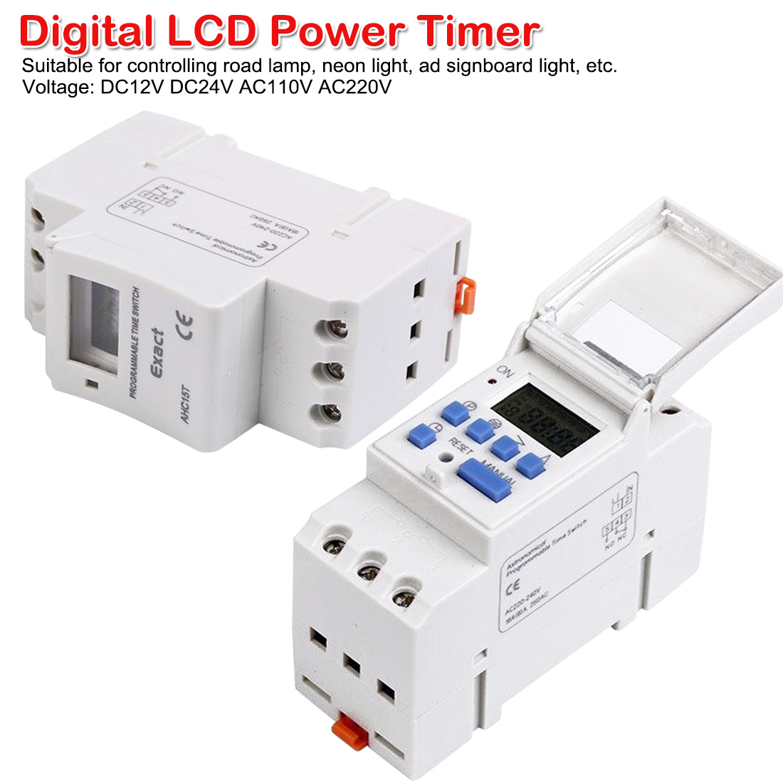 Interruptor de temporizador, 7 días, carril digital semanal