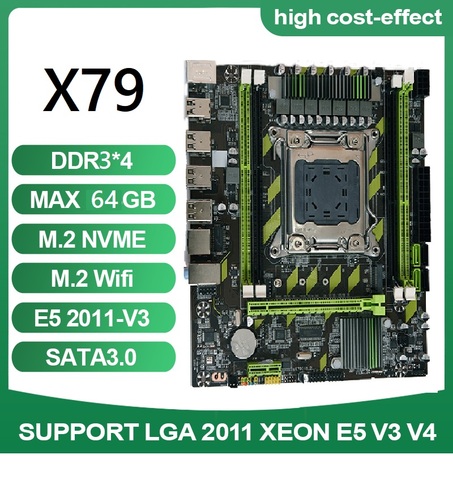 Placa base X79G X79 LGA 2011 USB2.0 SATA3, compatible con memoria REG ECC y CPU Xeon E5, 4 Uds., procesador x4GB = 16GB, 4DDR3, PCI-E, NVME, M.2 ► Foto 1/6