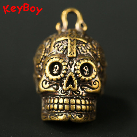 Colgantes de cabeza de calavera para Halloween, accesorios Punk para hombre, llavero de cara de Horror de latón Vintage, joyería, llavero de coche, regalos colgantes ► Foto 1/6