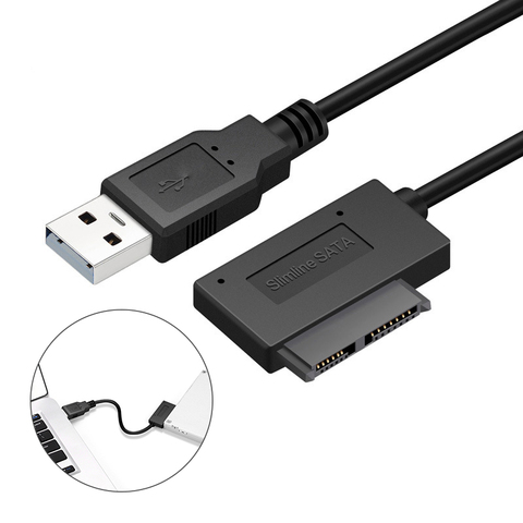 USB3.0 a Mini Sata II 7 + 6 13Pin Adaptador convertidor de Cable para ordenador portátil de CD/DVD ROM Slimline conducir ► Foto 1/6