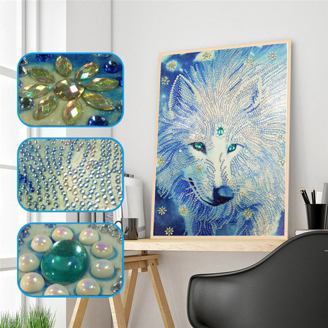 Marcapáginas de pintura de lobo de diamantes 5D, pintura de forma especial, diamantes bordado artesanía libro con borla, regalos de navidad ► Foto 1/6