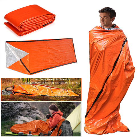 Saco de dormir de emergencia para primeros auxilios, carpa de película de aluminio PE, para acampar al aire libre y senderismo, protección solar, novedad ► Foto 1/6