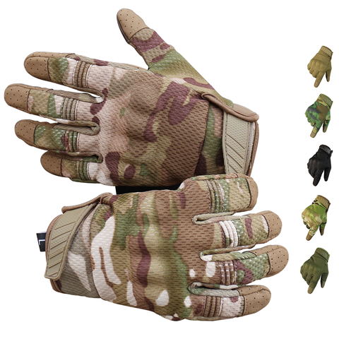 Guantes de Ciclismo de dedo completo para hombre, guantes tácticos antideslizantes con pantalla táctil para deportes al aire libre, equipo de protección ► Foto 1/6