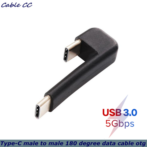 De alta calidad USB tipo C a tipo C macho síncrono OTG de carga 180 grados adaptador de cable de carga de teléfono móvil u disco conector ► Foto 1/4