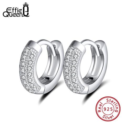 Effie Queen-pendientes de plata de ley 925 para mujer, aretes Vintage con circonita transparente, pendientes de aro pequeños de 10mm, joyería para mujer 2022 BE103 ► Foto 1/6