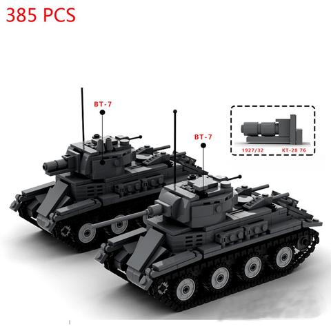 Lepining militar de la Segunda Guerra Mundial, vehículos técnicos, tanque de B-T7 del Ejército de la URSS, armas de guerra, bloques, modelo moc, regalo de Juguetes de bloques de construcción ► Foto 1/4