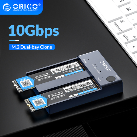 ORICO-carcasa para lector de disco duro M.2 NVME SSD, clon sin conexión, doble bahía, 10Gbps, USB C 3,1 Gen2 para llave M, NVME PCIe M2 SSD ► Foto 1/6