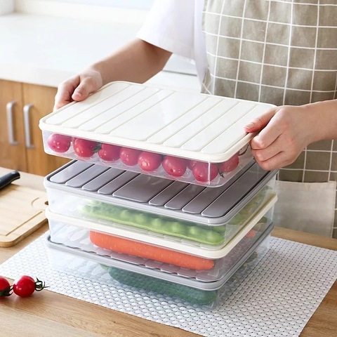 Contenedor de almacenamiento de alimentos con tapa, recipiente para comida, mantenimiento fresco, espaciador fresco, caja organizadora ► Foto 1/5