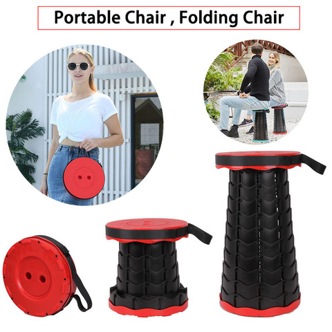 Silla portátil para exteriores, plegable, para acampar, pesca, viajes, Picnic, ahorro de espacio, taburete retráctil telescópico, silla plegable ► Foto 1/6