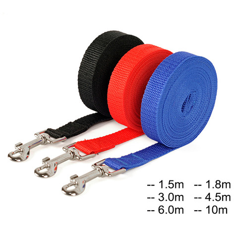 Correas de nailon para perro, 3 colores, 1,5 M, 1,8 M, 3M, 4,5 M, 6M, 10M, correa de entrenamiento de Mascota para caminar, gatos, perros, Collar, correa de plomo ► Foto 1/6