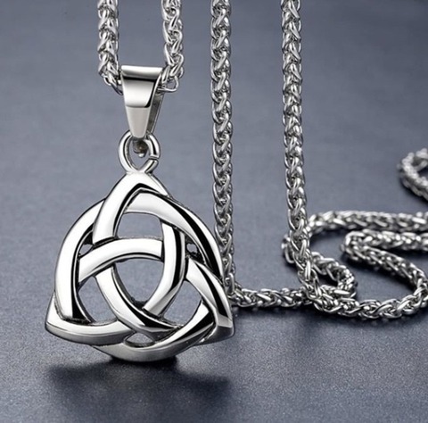 Collar con nudo colgante irlandés amor Triquetra cadena de la suerte collares para hombre Longitud: 60CM ► Foto 1/3