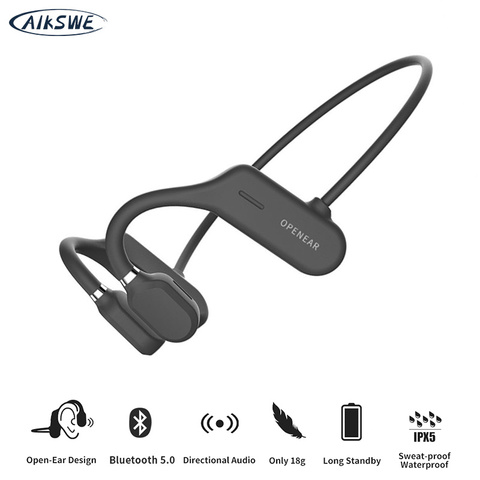 AIKSWE-auriculares inalámbricos de deporte con Bluetooth 5,0, dispositivo estéreo de sonido envolvente, HD, manos libres para correr y ciclismo ► Foto 1/6