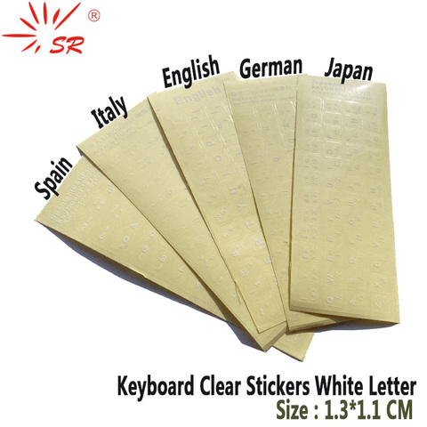 Pegatinas para teclado SR Clear Smooth, letras en 6 idiomas, ruso, alemán, español, italiano, inglés, japonés, Accesorios para ordenador portátil ► Foto 1/6