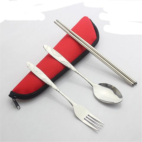 1pc portátil Camping mochila utensilios de caso y accesorios de viaje bolsa de cuchillos de utensilios para almorzar caliente cuchara y tenedor de ABS ► Foto 1/6